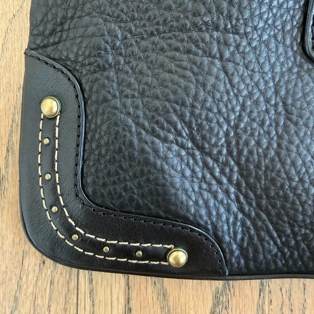 Michael Kors Black Leather Shoulder Purse with Braided Strap and Gold Detailing